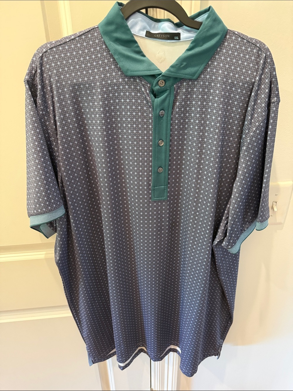 Greyson Men's Polo in Navy with Teal Trim